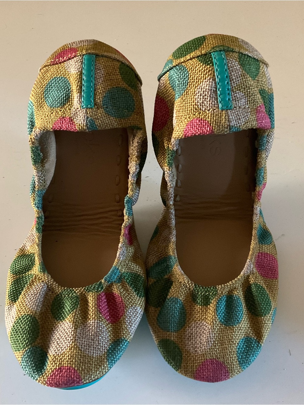 Tieks Polka Dot Ballet Flats in Teal, Pink, Green, Cream